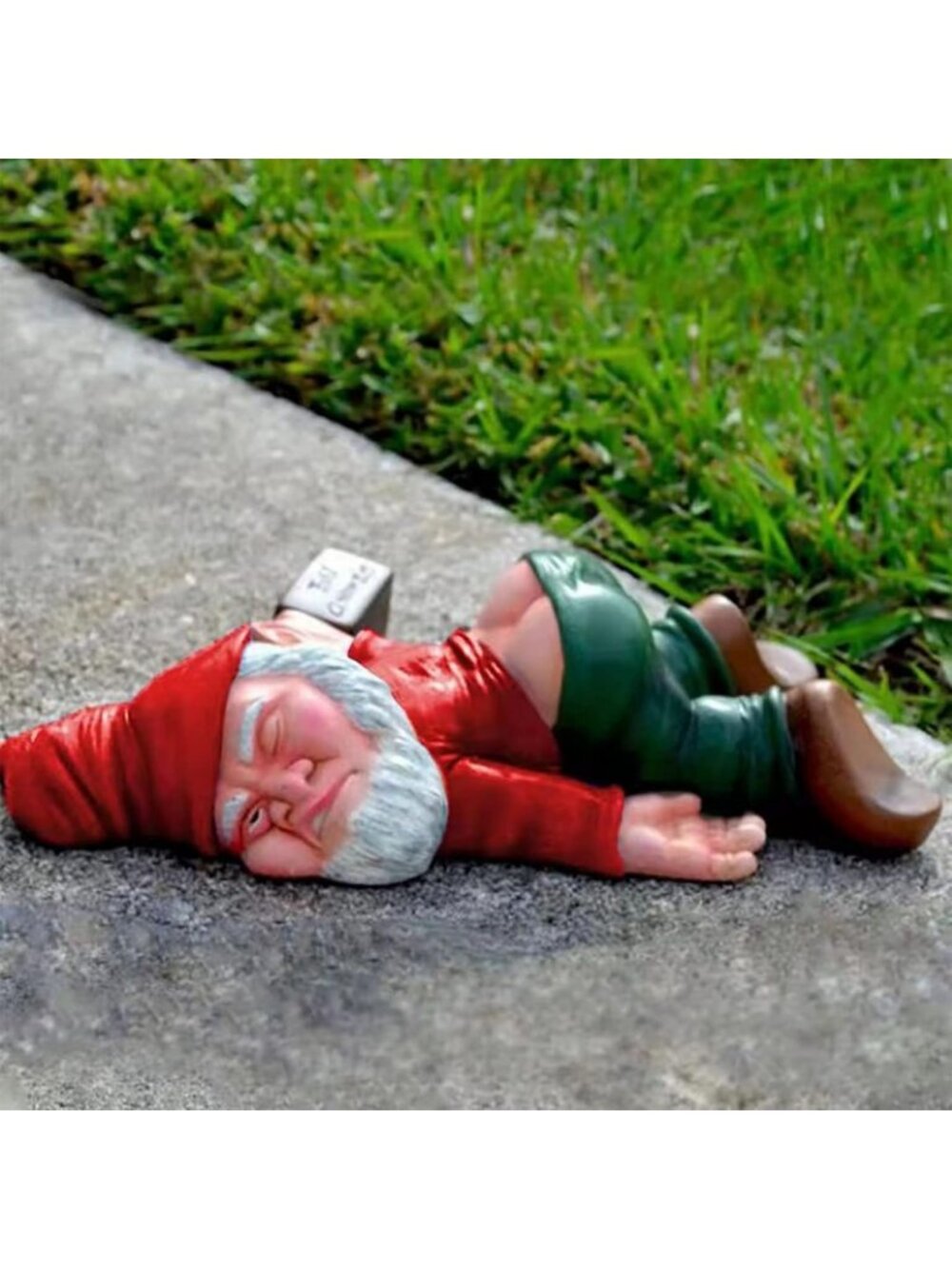 Funny Gnome Statue Outdoor Decor - 9.5" Garden Yard Patio Ornament, Naughty Red